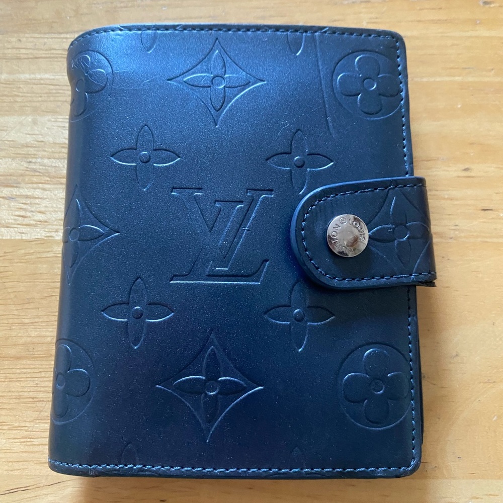 Louis Vuitton Metallic Blue Leather Vintage Wallet